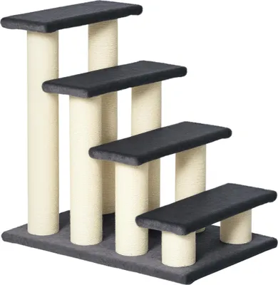 Produktbild von Graue Haustiertreppe 59 cm 4 Stufen für Hunde und Katzen als Einstiegshilfe für Sofa, Bett, Couch