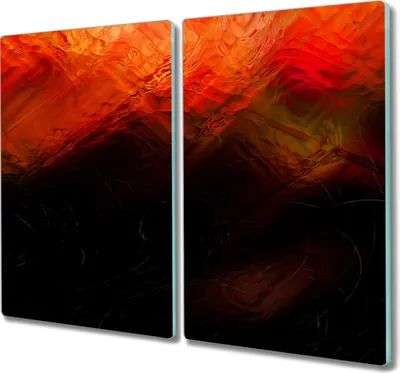 Produktbild von Coloray Herdabdeckplatte 2x30x52 cm Schneidebrett Kochplattenabdeckung Küchenbrett Hackbrett - Feuer in der Nacht