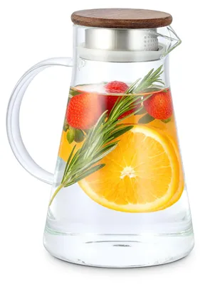 Glaskaraffe 1,5 l mit Deckel, Sieb, Borosilikatglas