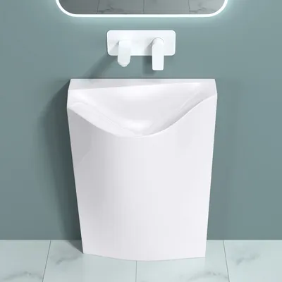 Produktbild von doporro freistehendes Standwaschbecken BTH: 55x34x85cm weiß aus Gussmarmor Waschtisch Waschplatz Standsäule Colossum37