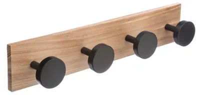 Produktbild von 5five Simply Smart Wandgarderobe mit 4 Haken, Kiefernholz, MDF, Braun, Schwarz, 40 cm, 151556A
