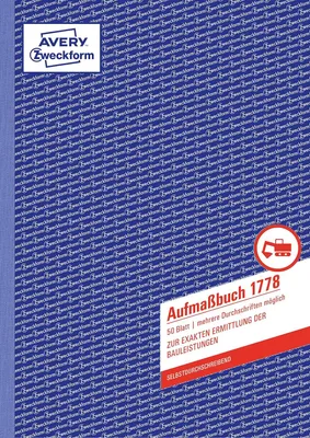 Obrázek produktu pro Avery Zweckform Aufmaßbuch A4 50Blatt selbstdurchschreibend - Bürokleinmaterial - A4
