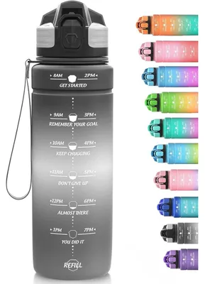 Immagine prodotto di Borraccia sportiva da 500 ml, senza BPA, in Tritan, con indicatore del tempo, a prova di perdite