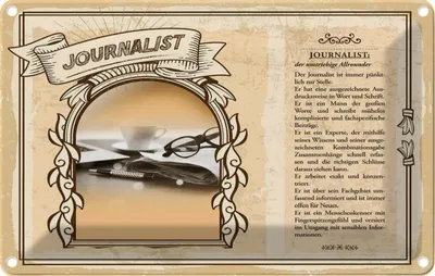 Produktbild von vianmo Blechschild 20x30 cm Journalist Beruf Arbeit