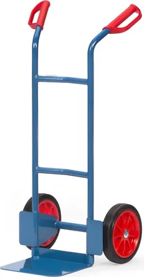 Produktbild von Fetra Stahlrohr-Sackkarre mit Standardschaufel, gebogenen Streben & pannensichere Vollgummibereifung | Traglast 200kg |  Germany | Blau