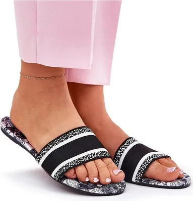 Produktbild von Muster Flache Damen Sandalen Schwarz Leysi 38