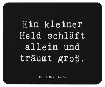 Produktbild von Mr. & Mrs. Panda Mauspad Spruch Alleine schlafen lernen - Schwarz - Geschenk, Mut, Produkte, Meilenstein, Zuversicht, Trost, gummi, Abenteuer, Herausforderung, mousematte