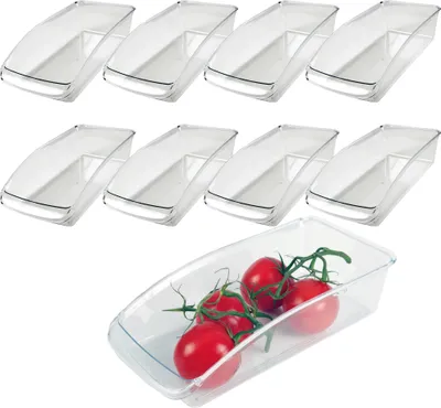 Produktbild von Kühlschrank - Behälter "9 Stück" ( 33 x 15 x 8cm ) Kühlschrankbox Spülmaschinengeeignet - Hochwertige Aufbewahrungsbox mit Griff für die Küche