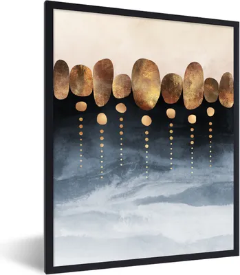 Produktbild von MuchoWow® Gerahmtes Poster Gold - Abstrakt - Luxus 60x80 cm - Poster mit Schwarzem Bilderrahmen Wandposter Rahmen Foto Bilder - Premium - Wanddeko Wohnzimmer