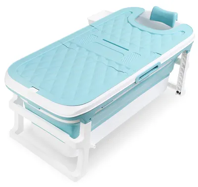 Obrázek produktu pro ISOISL Skládací vana, 132 cm, XL, modrá, vyrobená z plastů PP a TPE, s víkem, pro pohodlné koupání v pronajatých bytech