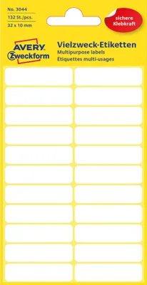Image de Avery Zweckform® 3044 Mini-étiquettes d'organisation 32 x 10 mm 6 feuilles/132 étiquettes blanches(P)
