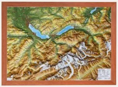 Image de Oberland bernois, carte en relief petit format 1:200.000 avec cadre en bois