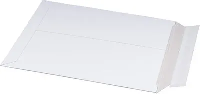 Produktbild von 100x Vollpappe-Versandtasche 255x342mm stabile Vollpappe Selbstklebeverschluss C4 weiß