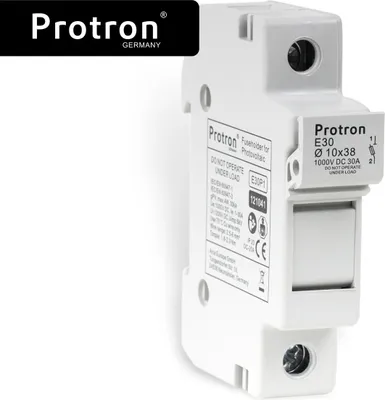 Produktbild von Protron DC Sicherungshalter Sicherungseinsatz 10x38 für Solar PV Photovoltaikanlagen 10A-30A E30P1 = 1-polig, 0% MwSt.