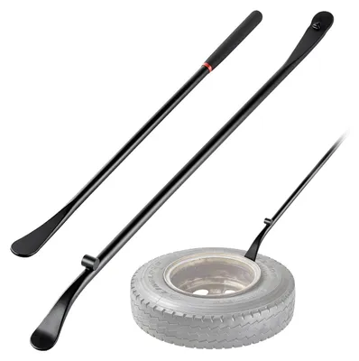 Produktbild von Reifenmontiergerät - Manueller Reifenwechsler - Set mit 2 Reifenmontierhebeln 97 cm & 76,5 cm - Robustes Metall - Für Montage & Demontage - Mobil - Für PKW & Motorrad