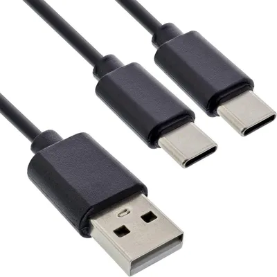 Immagine prodotto di Cavo di ricarica a Y InLine® USB 2in1, da 1x spina USB-A a 2x spina USB-C, 2 m