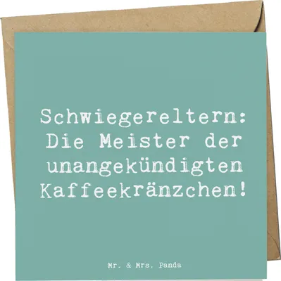 Produktbild von Mr. & Mrs. Panda Grußkarte Spruch Schwiegereltern Meister - Meeresbrise - Geschenk, Geschenkideen, faltkarte, herzerwärmende Sprüche, Klappkarte, Glückwunschkarte, Liebe