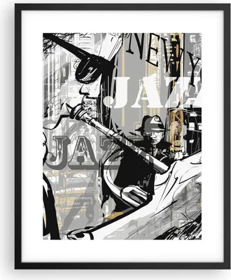 Produktbild von Gerahmtes Poster - Schwarzer Rahmen - Jazz Musik Musiker - 40x50 cm - Wand Bild - Wanddeko - Wandbilder - Kunstposter - Wandposter - Bilderrahmen - Bilder - Kunstdruck - Wandbild - P2BPA40x50-3792