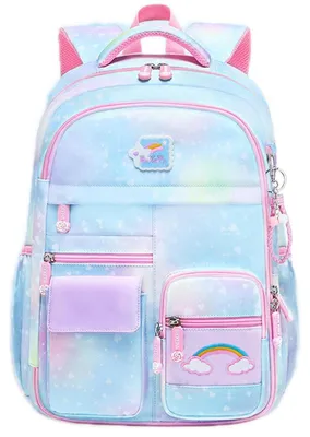 Produktbild von Schulrucksack Mädchen Blau 41x17x29cm Große Kapazität mit Brustschnalle für Kinder 5-10 Jahre