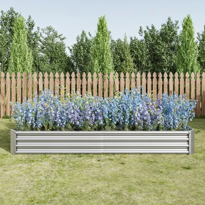 Image de Jardinière surélevée en tôle d'acier robuste, de conception solide, résistante à la rouille et durable, sans fond, idéale pour les légumes, les herbes aromatiques et les fleurs, noire