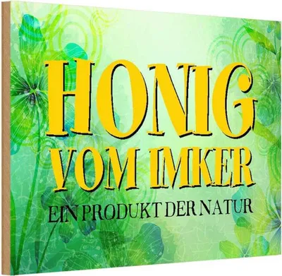 Produktbild von vianmo Holzschild 20x30 cm Honig Imker Produkt der Natur Dekoration