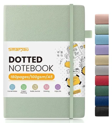 Obrázok produktu pre Zošit A5, bodkovaný, 180 strán, tvrdá väzba, papier 100 g/m², svetlozelený