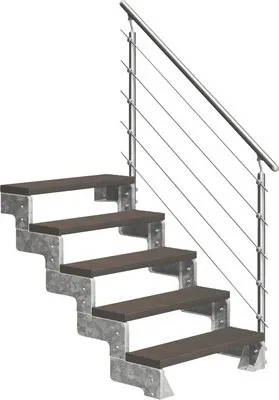 Produktbild von Aussentreppe Pertura Tallis mit Prova Geländer 5 Steigungen 80 cm dunkelbraun