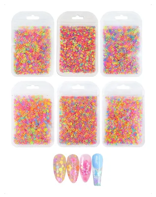 Nagelpailletten-Set, fluoreszierend, 6 Formen, 6 x 2 g