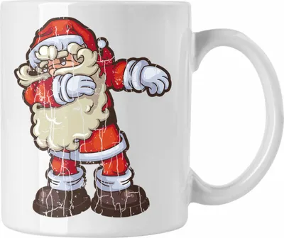 Produktbild von Trendation - Weihnachten Tasse Weihnachtsmann für Kinder Weihnachtstasse Lustig Geschenk Becher Jungs Jungen Mädchen Cute Grafik (Weiß)