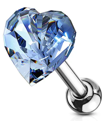 Produktbild von Helix & Tragus Ohr Piercing „Kristall Herz“ Light Blue