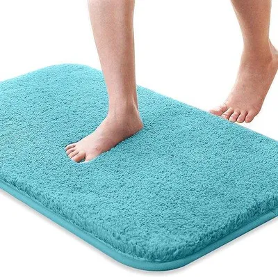 Obrázek produktu pro Protiskluzová koupelnová rohož, měkká, modrá, 50 x 80 cm, pratelná