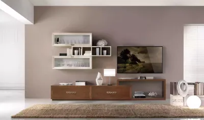 Obrázok produktu pre TV stolík Nástenná polica Moderná nástenná zostava Obývačková zostava Moderné 4-dielne drevo