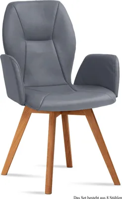 Produktbild von Armlehnstuhl (8er-Set) Donka 58x92x60 Eiche geölt/Grau