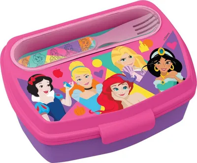 Productafbeelding van Tataway lunchbox voor meisjes, BPA-vrij, met prinsessendesign, inclusief wasbare en herbruikbare lepel en vork