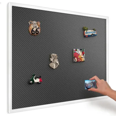 Produktbild von Magnettafel 80x60 cm mit weißem Rahmen - Magnetische Metalltafel, Magnetpinnwand zur Wandmontage für Wohnzimmer, Küche, Flur, Kinderzimmer und Büro - Geometrische Textur