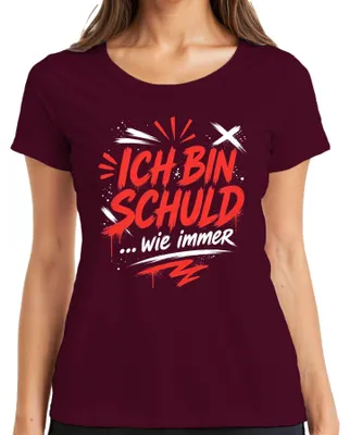 Produktbild von Ich Bin Schuld wie immer Sarkasmus Lustig Statement Sündenbock Damen T-Shirt, Burgundy, XL