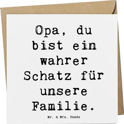 Produktbild von Mr. & Mrs. Panda Klappkarte Spruch Opa Schatz - Weiß - Geschenk, Erinnerungen, Danke sagen, wahrer, Glückwunschkarte, anlasskarte, Aufmerksamkeit, Dankeschön, doppelkarte
