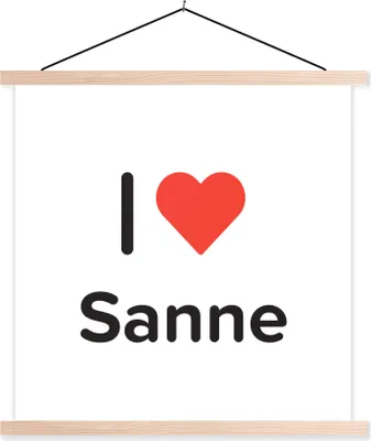 Produktbild von MuchoWow® Textilposter Ich liebe - Sanne - Mädchen 60x60 cm mit holzfarbenen Rahmen - Wanddekoration