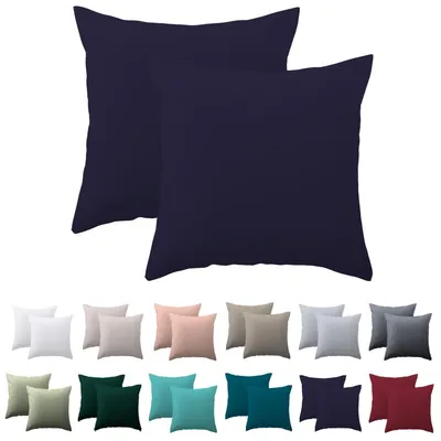 Produktbild von Kissenbezug 50 x 50 cm, 2er-Set – dunkelblauer Kissenbezug, 100 % Mikrofaser, mit Reißverschluss, weich und knitterfrei