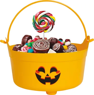 Produktbild von Hexen Kürbis Halloween Korb Süßigkeiten Schwarz Orange Schädel Kessel Sammler Herbst Dekoration Feiern Party Accessoire, Farbe: Schwarz