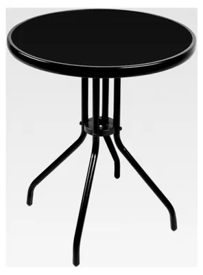 Produktbild von Runder Bistrotisch Ø 60 cm mit schwarzer Glasplatte