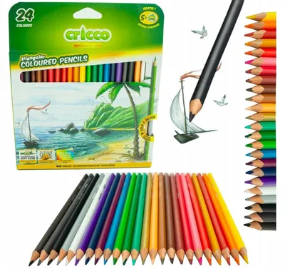 Produktbild von Cricco Dreiecka Buntstifte 24 Farben Schulbedarf Kinder