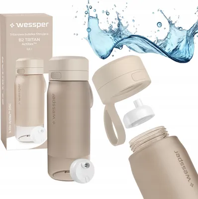 Immagine prodotto di Borraccia Wessper 500ml, tappo filtro acqua in silicone senza BPA, beige