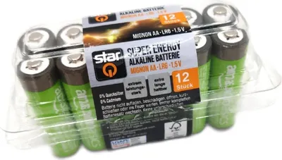 Immagine prodotto di AmazonBasics batterie AA ricaricabili 2400 mAh 12 pezzi bundle efficienza energetica alta capacità