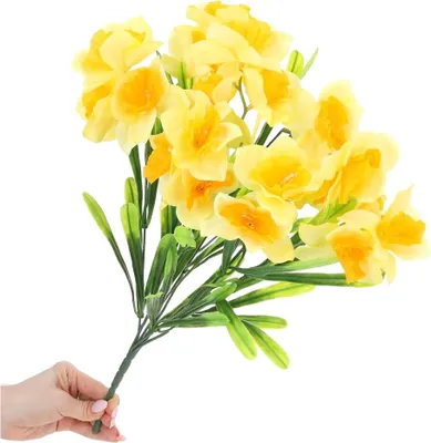 Produktbild von Dekolo Künstliche Blumensträuße Dekoration Zierpflanze Deko Narzissen Gelb 35cm
