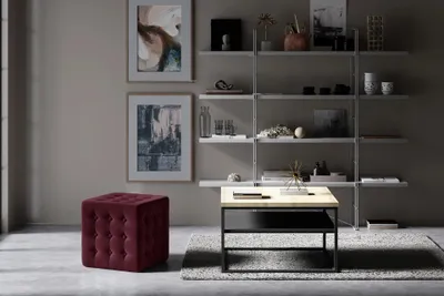 Image de Tabouret cube RONAN - bordeaux