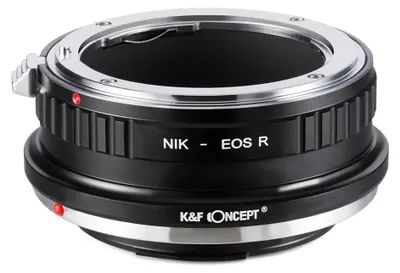 Immagine prodotto di Adattatore obiettivo NIK-EOS R: da Nikon F a Canon RF EOS R. Adattatore per montaggio obiettivo, con messa a fuoco manuale. Compatibile con fotocamere mirrorless. Colore: nero