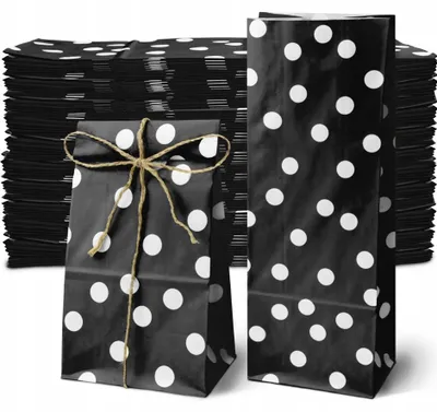 Image de Allbag Sacs Papier Klockowe Noir Pois 10x6x26cm