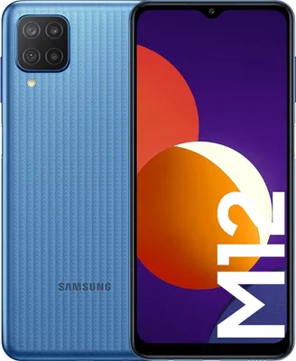 Produktbild von Samsung Galaxy M12 Smartphone, Blau, 128GB, 6.5 Zoll, Android 11, Octa-Core, Quad-Kamera, 5000 mAh Akku, Schnellladen, Fingerabdrucksensor, Dual-SIM, WLAN, Bluetooth, GPS, NFC, LTE