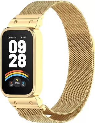 Produktbild von Strap-it Milanaiseband / Milanaiseband mit Magnetverschluss - passend für das Xiaomi Smart Band 9 Active (Gold)